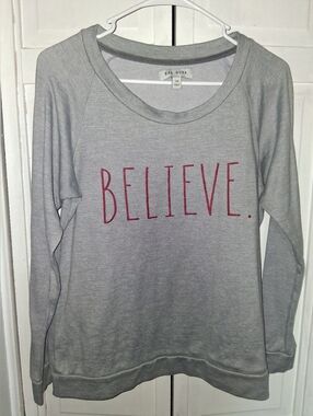 Rea Dunn Grey 'BELIEVE.' Crewneck Sweatshirt